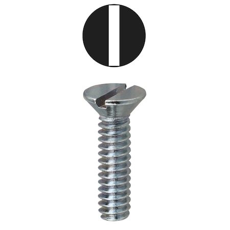 #10-24 X 1/2 In Slotted Flat Machine Screw, Zinc Plated Carbon Steel, 100 PK